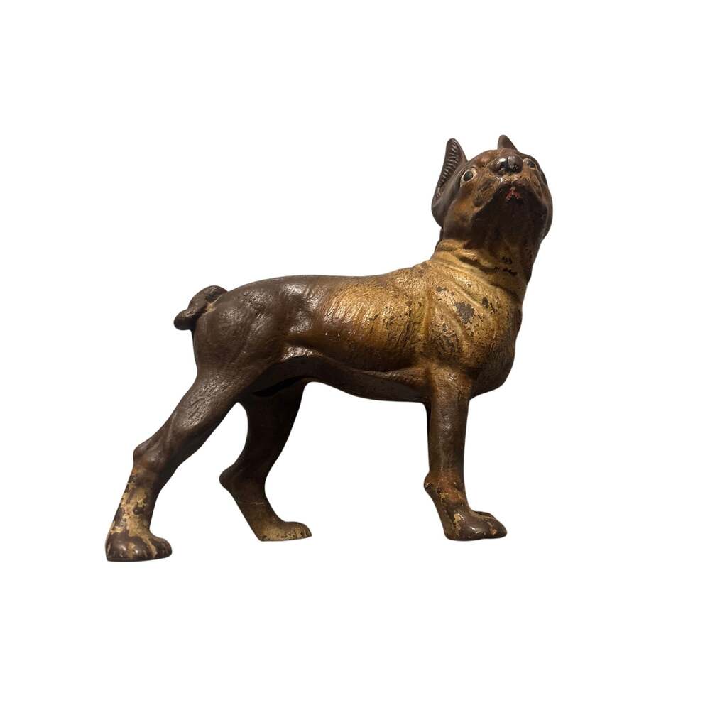 Antique 1920s–1940s Hubley Heavy Cast Iron Boston Terrier Dog Door Stop Doorstop